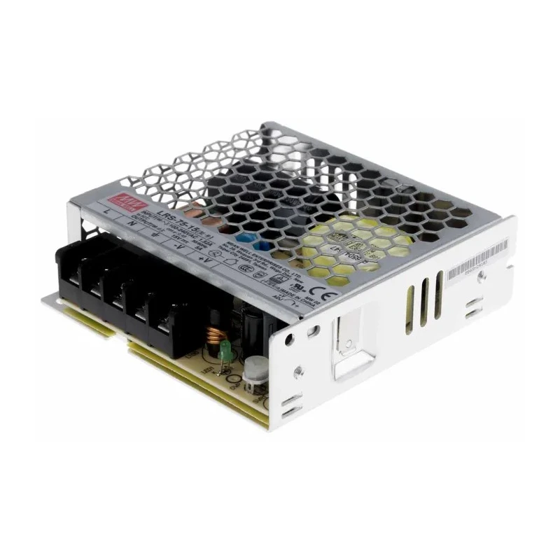 MEAN WELL 75W Switching Power Supply 15V DC, Chassis Mount, LRS-75-15