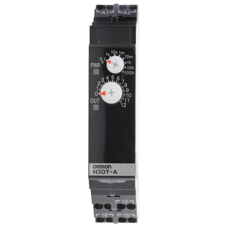 Omron DIN Rail Timer Relay, 2-Contact, 240 V dc 24V ac, 240 V ac, 0.1 s to 1200 h, ON Delay, SPDT Switch H3DT