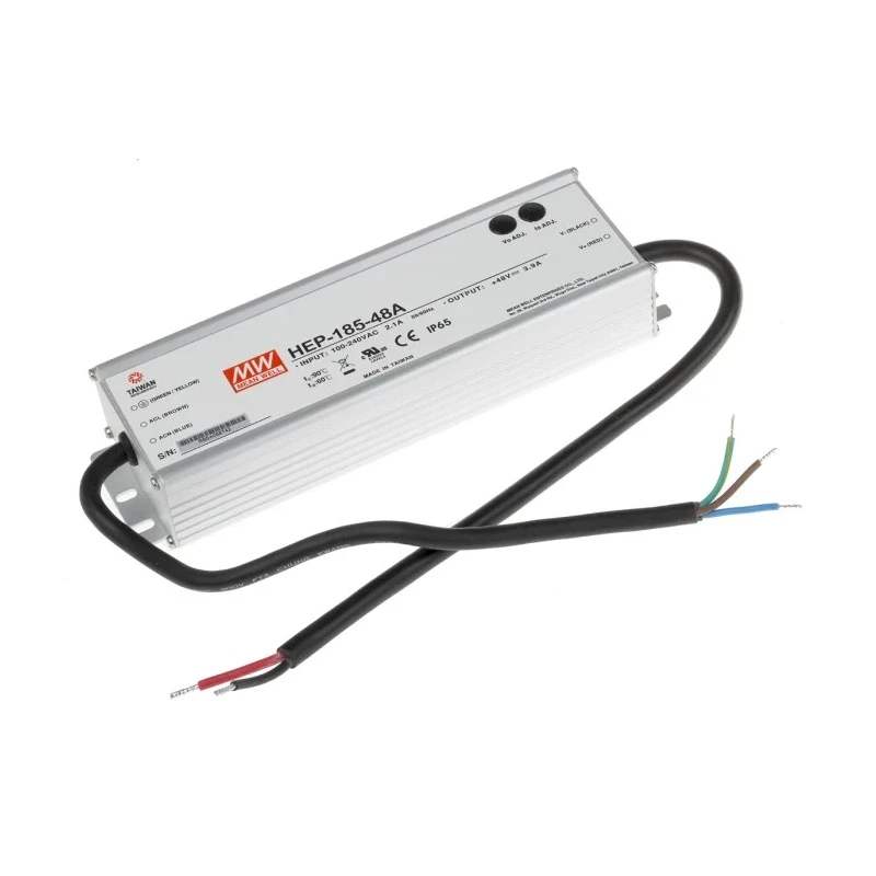 MEAN WELL Industrial Grade Switching Power Supply 48V DC, 187W, 3.9A Output Current, Chassis Mount, HEP-185-48A