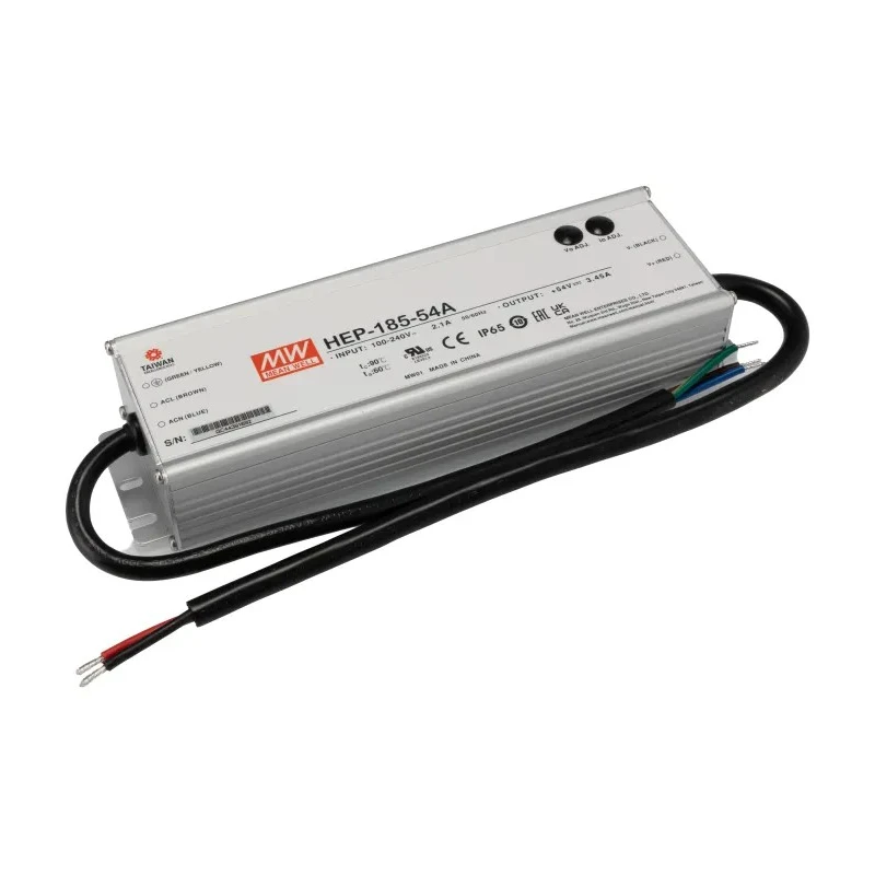 MEAN WELL Industrial Grade Chassis Mount Switching Power Supply 54V DC, 186W, 3.45A Output, Efficiency 94% HEP-185-54A