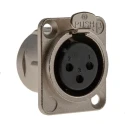Neutrik Panel XLR Connector, Straight, 50V, Female, 3 Contacts, Silver over Nickel Plating NC3FD-L-1
