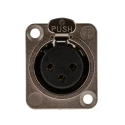 Neutrik Panel XLR Connector, Straight, 50V, Female, 3 Contacts, Silver over Nickel Plating NC3FD-L-1