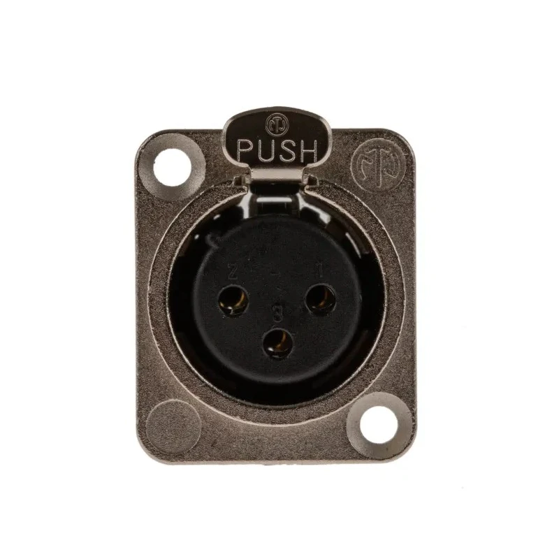 Neutrik Panel XLR Connector, Straight, 50V, Female, 3 Contacts, Silver over Nickel Plating NC3FD-L-1