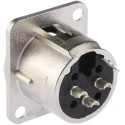 Neutrik Panel XLR Connector, Straight Orientation, 3 Contacts, Male, 50V, Silver over Nickel Plating NC3MD-L-1