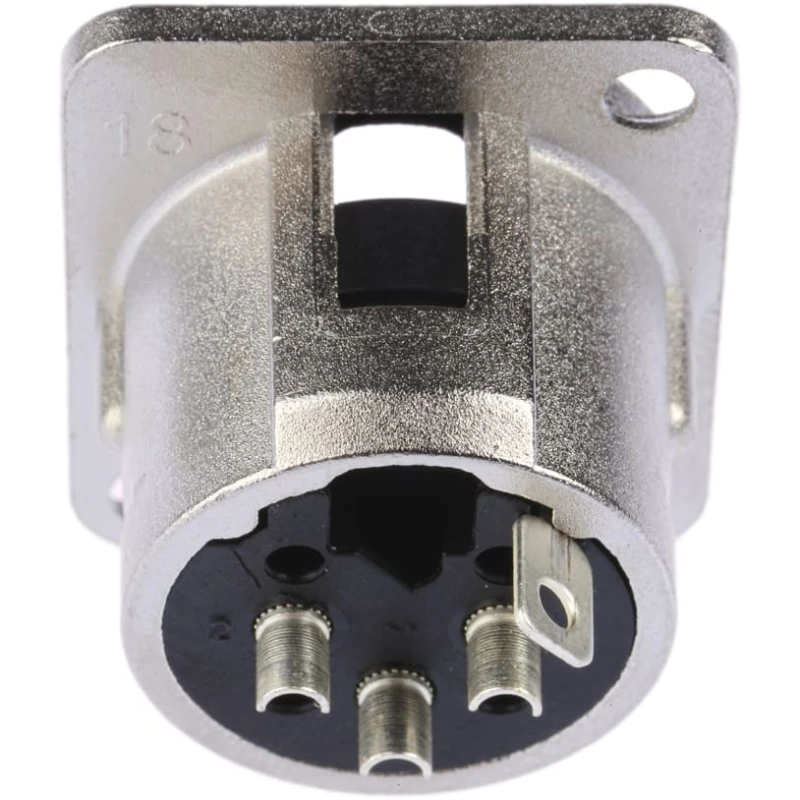 Neutrik Panel XLR Connector, Straight Orientation, 3 Contacts, Male, 50V, Silver over Nickel Plating NC3MD-L-1
