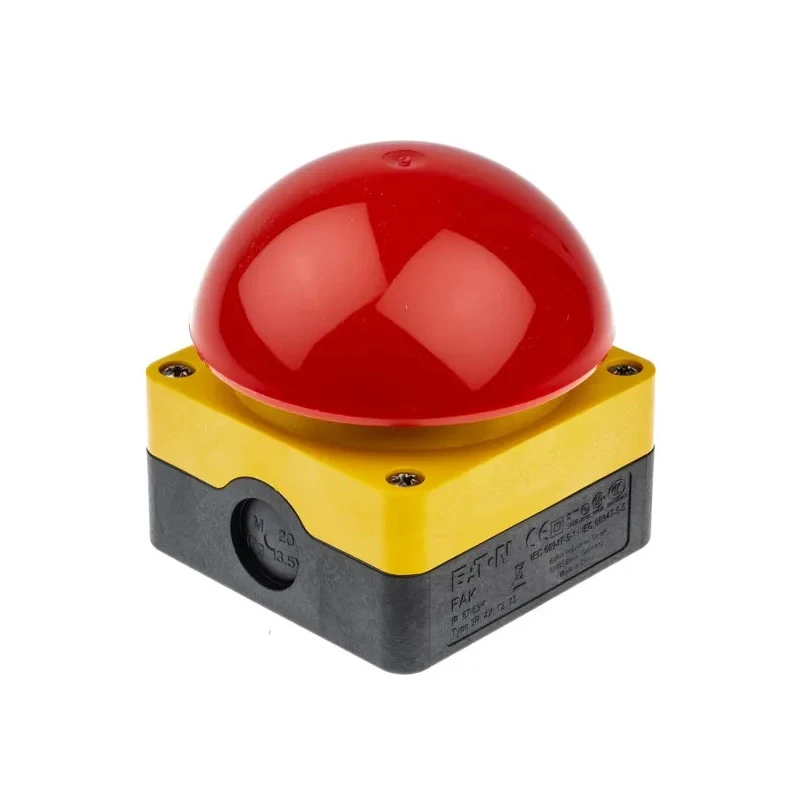 Eaton FAK Series Maintained Push Button Complete Unit Surface Mount DPNC IP69K IP67 94mm 6A 256790 FAK-R/V/KC02/IY