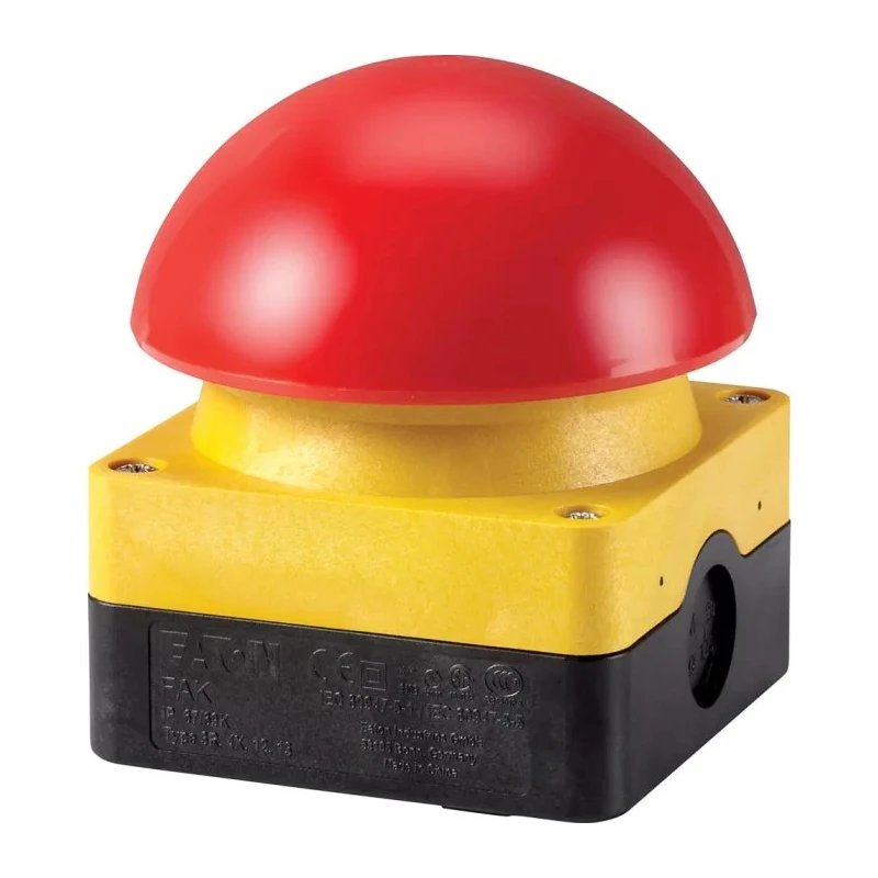 Eaton FAK Series Maintained Push Button Complete Unit Surface Mount DPNC IP69K IP67 94mm 6A 256790 FAK-R/V/KC02/IY