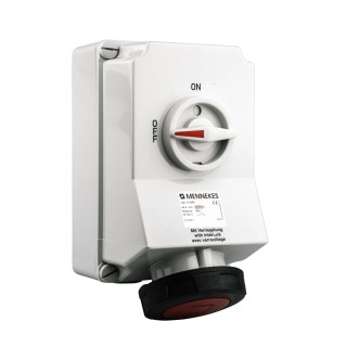 MENNEKES Socket Switchable IP67 3+N+E Earthing Position 6h Straight Industrial Interlock 63A 400V IP67 