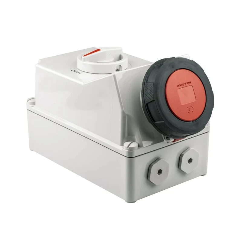 MENNEKES Socket Switchable IP67 3+N+E Earthing Position 6h Straight Industrial Interlock 63A 400V IP67 
