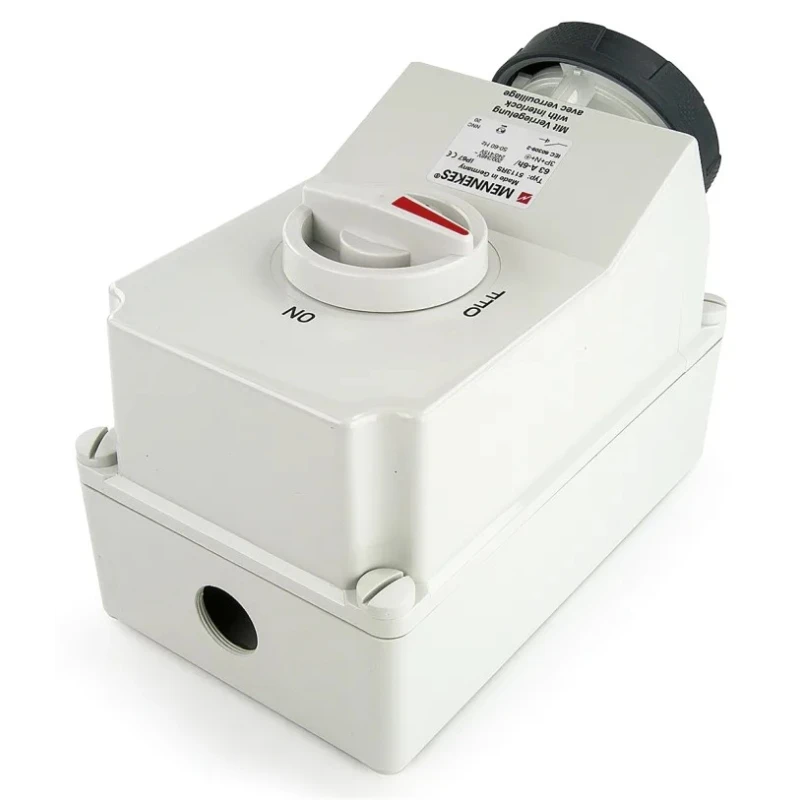 MENNEKES Socket Switchable IP67 3+N+E Earthing Position 6h Straight Industrial Interlock 63A 400V IP67 