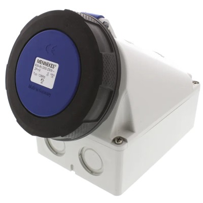 MENNEKES Industrial Power Connector Wall Mount Receptacle 3 Pole 63A 230V IP67 Blue IP67