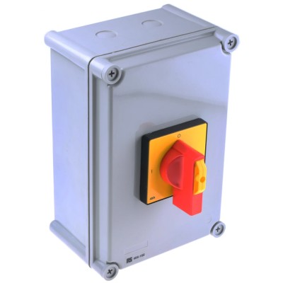 RS PRO 4-Pole DIN Rail Isolator Switch 40A 18.5 kW IP65 IP Rated Screw Terminal Red Handle IP65