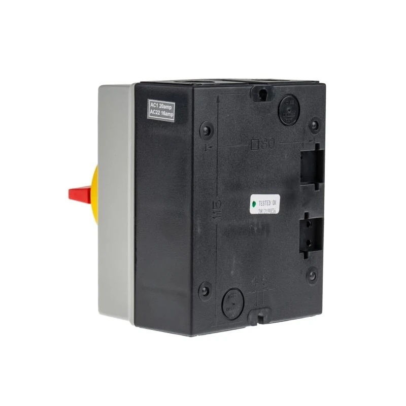 RS PRO 4-Pole DIN Rail Isolator Switch IP65, 20A, 7.5 kW IP65