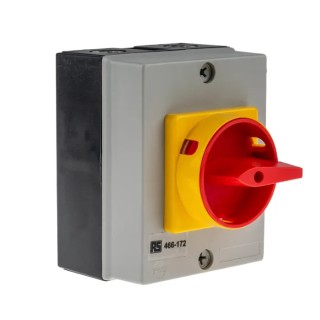 RS PRO 3-Pole DIN Rail Isolator Switch, IP65, 32A, 11 kW, Red Handle IP65