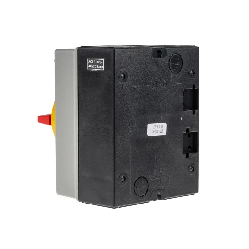 RS PRO 3-Pole DIN Rail Isolator Switch, IP65, 32A, 11 kW, Red Handle IP65
