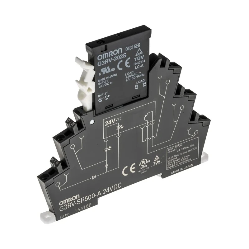 Omron Solid State Interface Relay 440V AC DIN Rail Push-in Terminal Compact Low Profile G3RV-SR500-A AC/DC24