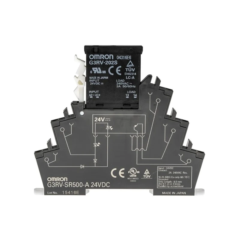 Omron Solid State Interface Relay 440V AC DIN Rail Push-in Terminal Compact Low Profile G3RV-SR500-A AC/DC24