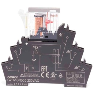 Omron DIN Rail Power Relay 230V AC Coil 6A Switching Current SPDT G2RV-SR500 AC230