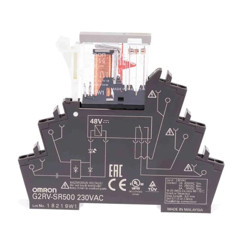 Omron DIN Rail Power Relay 230V AC Coil 6A Switching Current SPDT G2RV-SR500 AC230