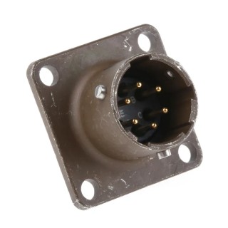 ITT Cannon MIL Spec Circular Connector Copper Alloy Straight 6 Way Box Mount, Male Contacts, Shell Size 10 KPT02E10-6P
