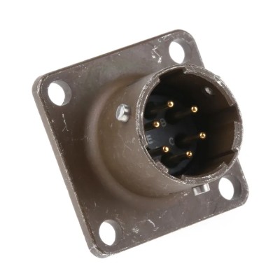 ITT Cannon MIL Spec Circular Connector Copper Alloy Straight 6 Way Box Mount, Male Contacts, Shell Size 10 KPT02E10-6P