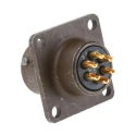 ITT Cannon MIL Spec Circular Connector Copper Alloy Straight 6 Way Box Mount, Male Contacts, Shell Size 10 KPT02E10-6P