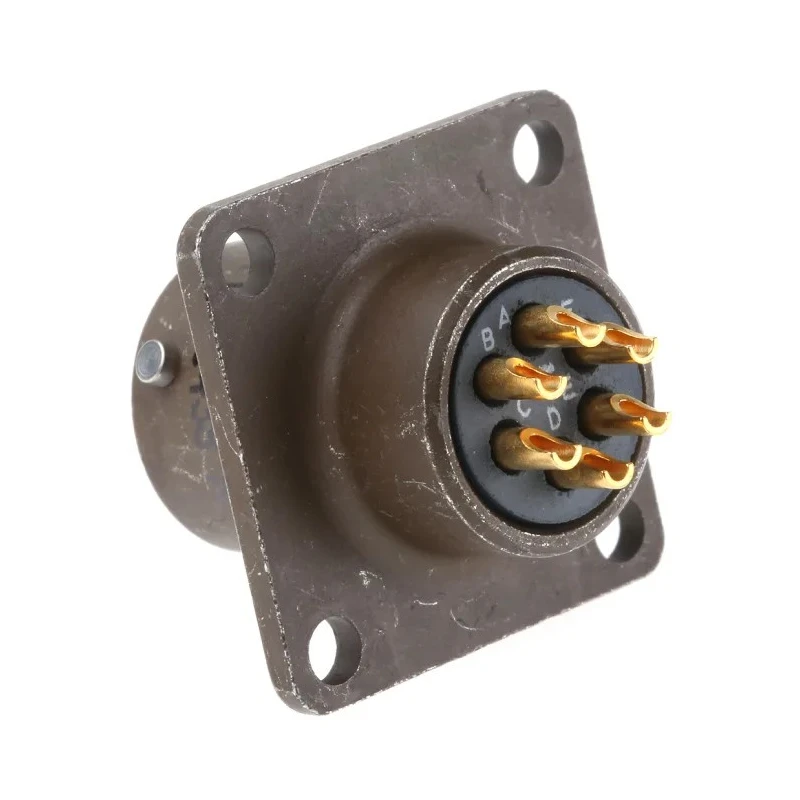 ITT Cannon MIL Spec Circular Connector Copper Alloy Straight 6 Way Box Mount, Male Contacts, Shell Size 10 KPT02E10-6P