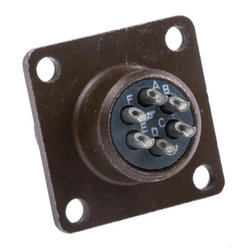 ITT Cannon MIL Spec Circular Connector Copper Alloy Straight 6 Way Box Mount Female Contacts 7.5A 850V Shell KPT02E10-6S