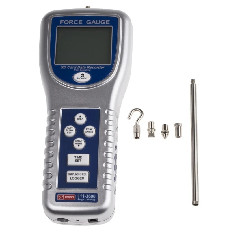 RS PRO Digital Force Gauge with RS232 and USB Interface 20 kg Range Model 111-3690