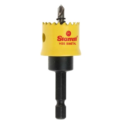 Starrett 22 mm Diameter High Speed Steel Drill Bit for Mild Steel Sheet, Stainless Steel, Plastic, Wood with 6.35mm CSC22