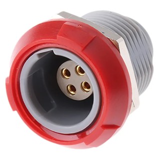 LEMO Circular Connector 4 Contacts Panel Mount Socket Female IP50 Redel P Series PKG.M0.4GL.LR