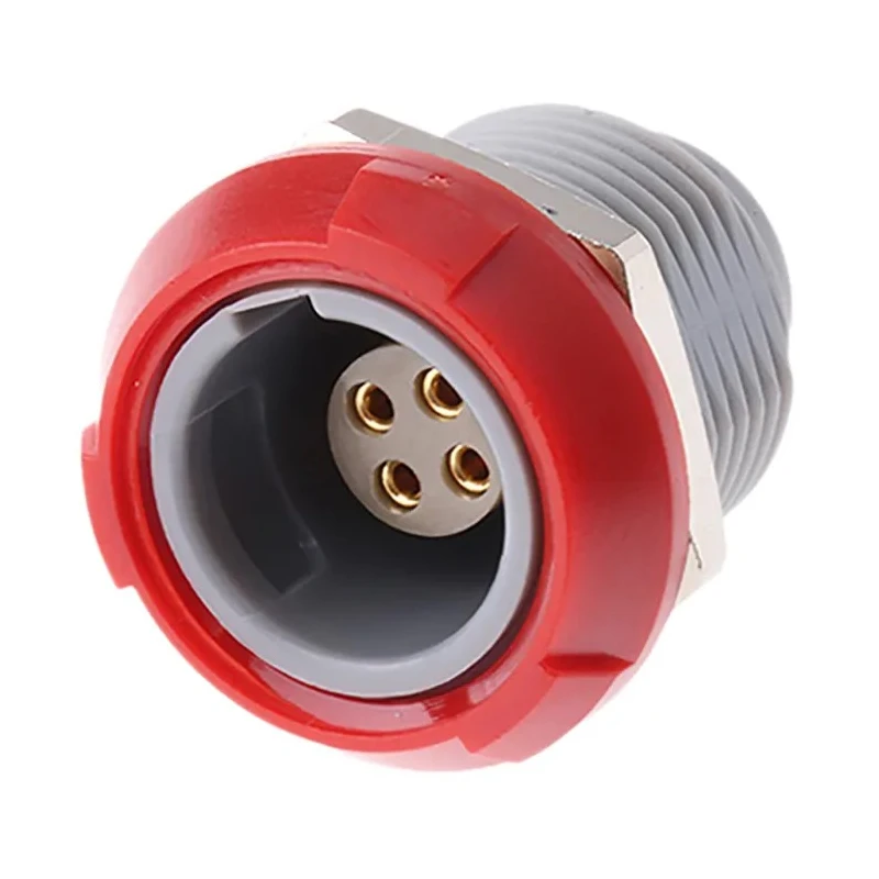 LEMO Circular Connector 4 Contacts Panel Mount Socket Female IP50 Redel P Series PKG.M0.4GL.LR
