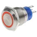 RS PRO Illuminated Push Button Switch Latching Panel Mount 19.2 mm Cutout SPDT Red LED IP67 250 V 5A 111-3766