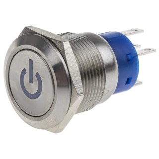RS PRO Illuminated Push Button Switch, Latching, Panel Mount, 19 mm Cutout, SPST, White LED, IP67, 250 V AC, 5A 111-3901