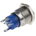 RS PRO Illuminated Push Button Switch, Latching, Panel Mount, 19 mm Cutout, SPST, White LED, IP67, 250 V AC, 5A 111-3901
