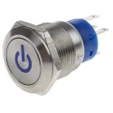 RS PRO Illuminated Push Button Switch, Latching, Panel Mount, 19 mm Cutout, SPDT, Blue LED, IP67, 250 V AC 111-3900