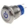 RS PRO Illuminated Push Button Switch, Latching, Panel Mount, 19 mm Cutout, SPDT, Blue LED, IP67, 250 V AC 111-3900