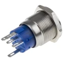 RS PRO Illuminated Push Button Switch, Latching, Panel Mount, 19 mm Cutout, SPDT, Blue LED, IP67, 250 V AC 111-3900