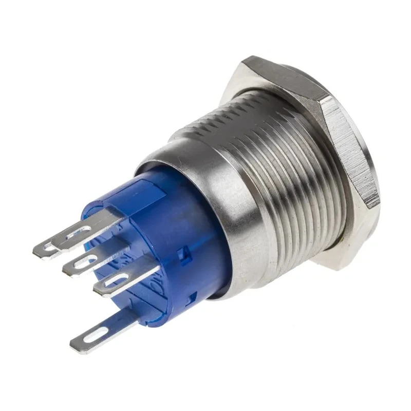 RS PRO Illuminated Push Button Switch, Latching, Panel Mount, 19 mm Cutout, SPDT, Blue LED, IP67, 250 V AC 111-3900