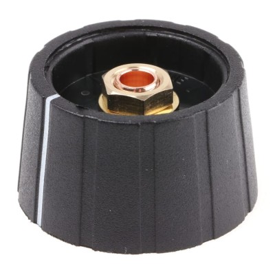 Sifam Black Nylon Potentiometer Knob 29.5 mm Diameter for 6 mm Circular Shaft S291 006BK