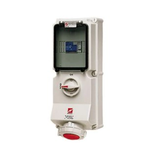 MENNEKES Industrial Power Receptacle, Rated At 63A, 400V, IP67 Red and White Wall Mount, 4 Pole IP67