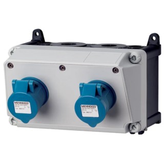 MENNEKES Rated At 16A 230V IP44 Blue Wall Mount Combination Unit 3 IP44