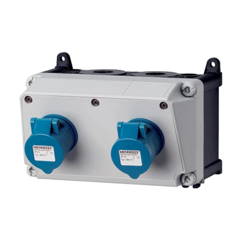 MENNEKES Rated At 16A 230V IP44 Blue Wall Mount Combination Unit 3 IP44