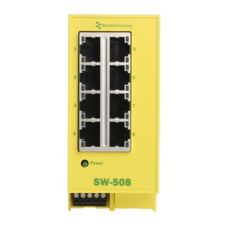 Brainboxes Unmanaged 8 Port Ethernet Switch 100Mbps Rack Mount SW-508