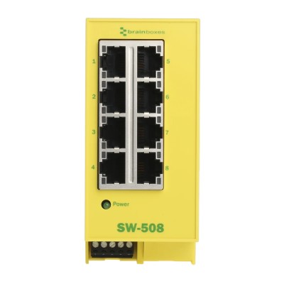 Brainboxes Unmanaged 8 Port Ethernet Switch 100Mbps Rack Mount SW-508