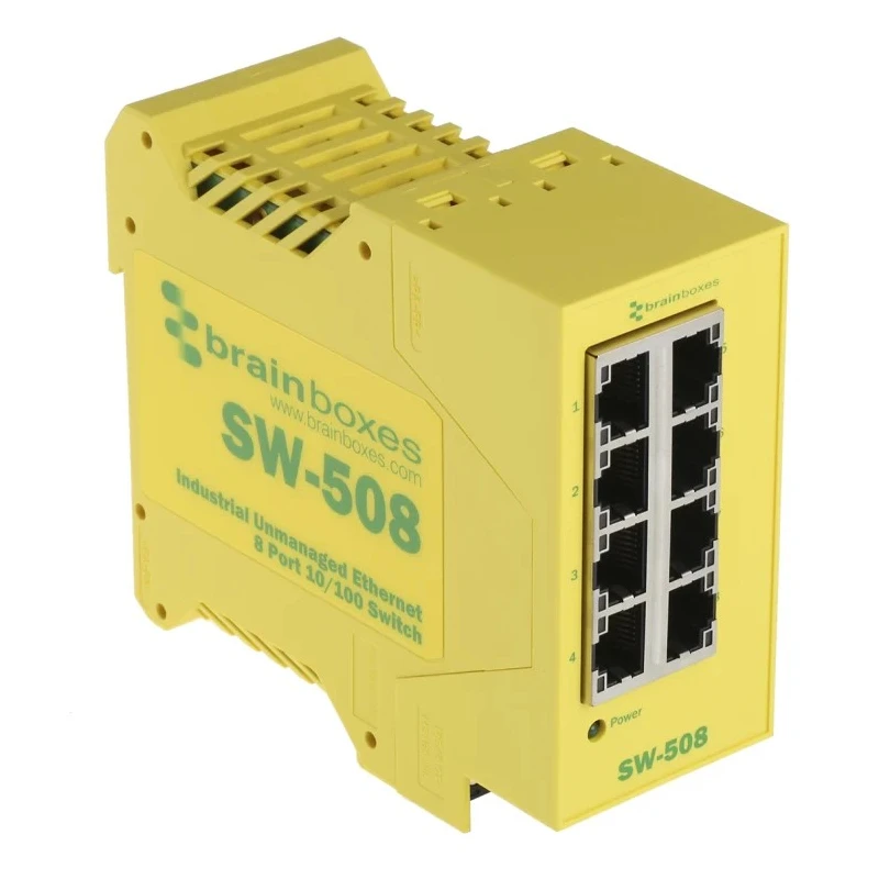 Brainboxes Unmanaged 8 Port Ethernet Switch 100Mbps Rack Mount SW-508