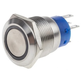 RS PRO Illuminated Latching Push Button Switch, Panel Mount, 19.2 mm Cutout, SPDT, Yellow LED, IP67, 250 V AC, 5A 111-5797