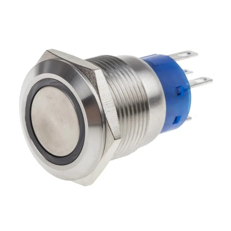 RS PRO Illuminated Latching Push Button Switch, Panel Mount, 19.2 mm Cutout, SPDT, Yellow LED, IP67, 250 V AC, 5A 111-5797