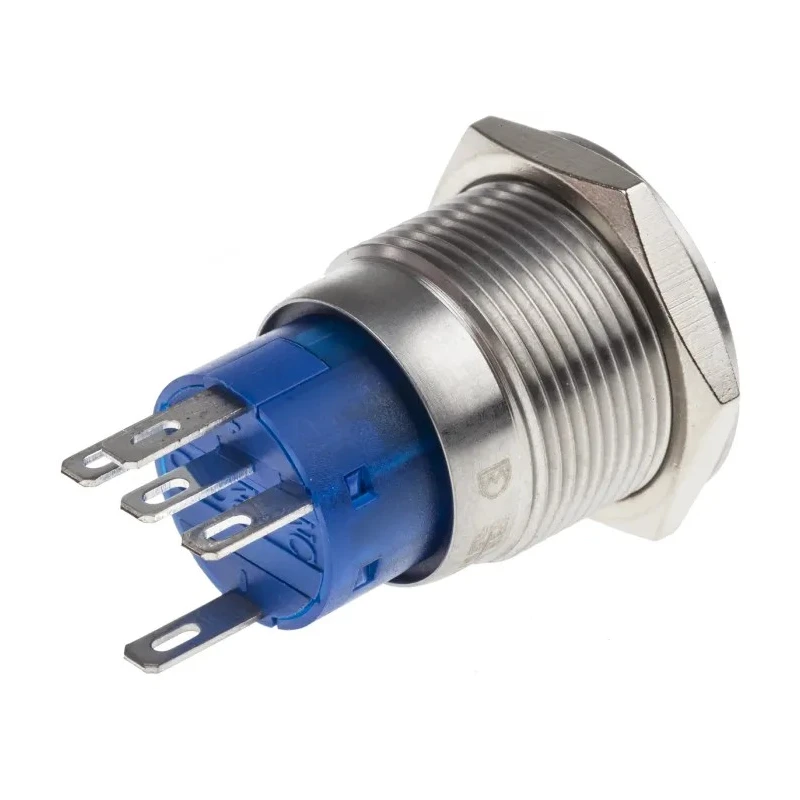 RS PRO Illuminated Latching Push Button Switch, Panel Mount, 19.2 mm Cutout, SPDT, Yellow LED, IP67, 250 V AC, 5A 111-5797
