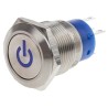 RS PRO Illuminated Push Button Switch Latching Panel Mount 19 mm Cutout SPDT Blue LED IP67 250 V AC 111-5802
